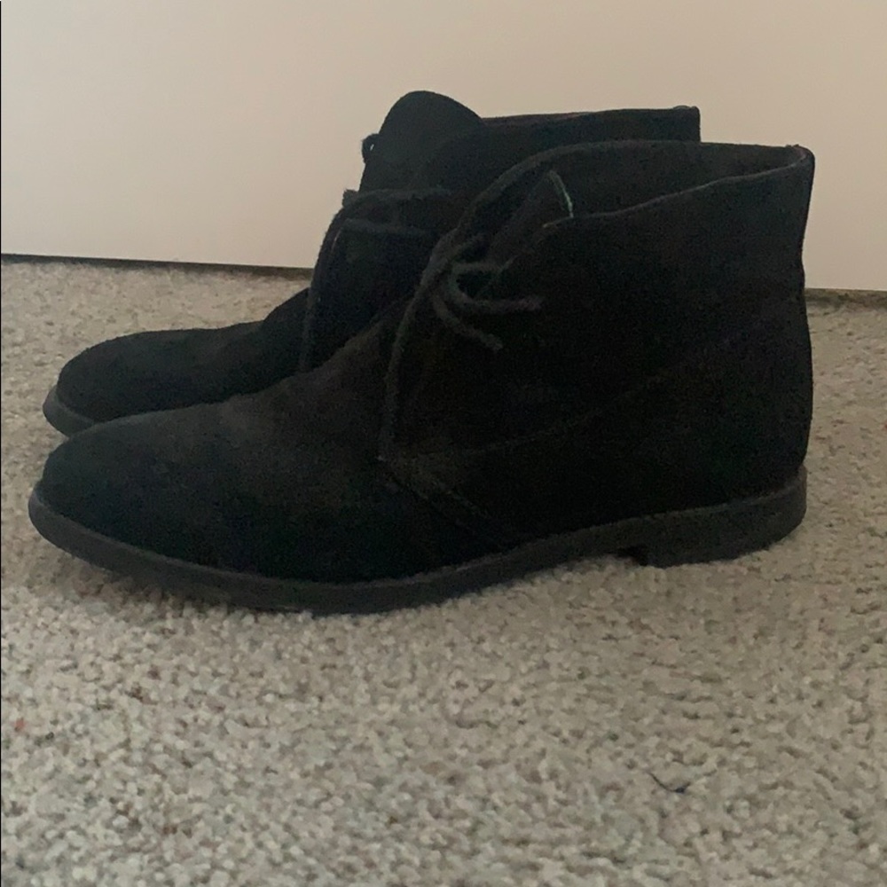 Black suede desert boots